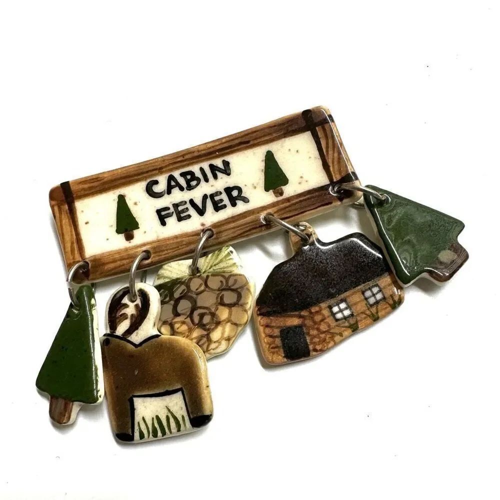 Cabin Fever vintage dangling brooch